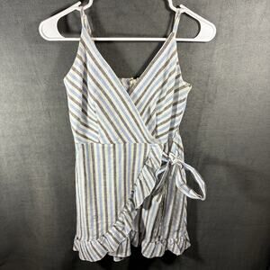 altard state women linen wrap dress small babydoll tank coastal beachy vactaion